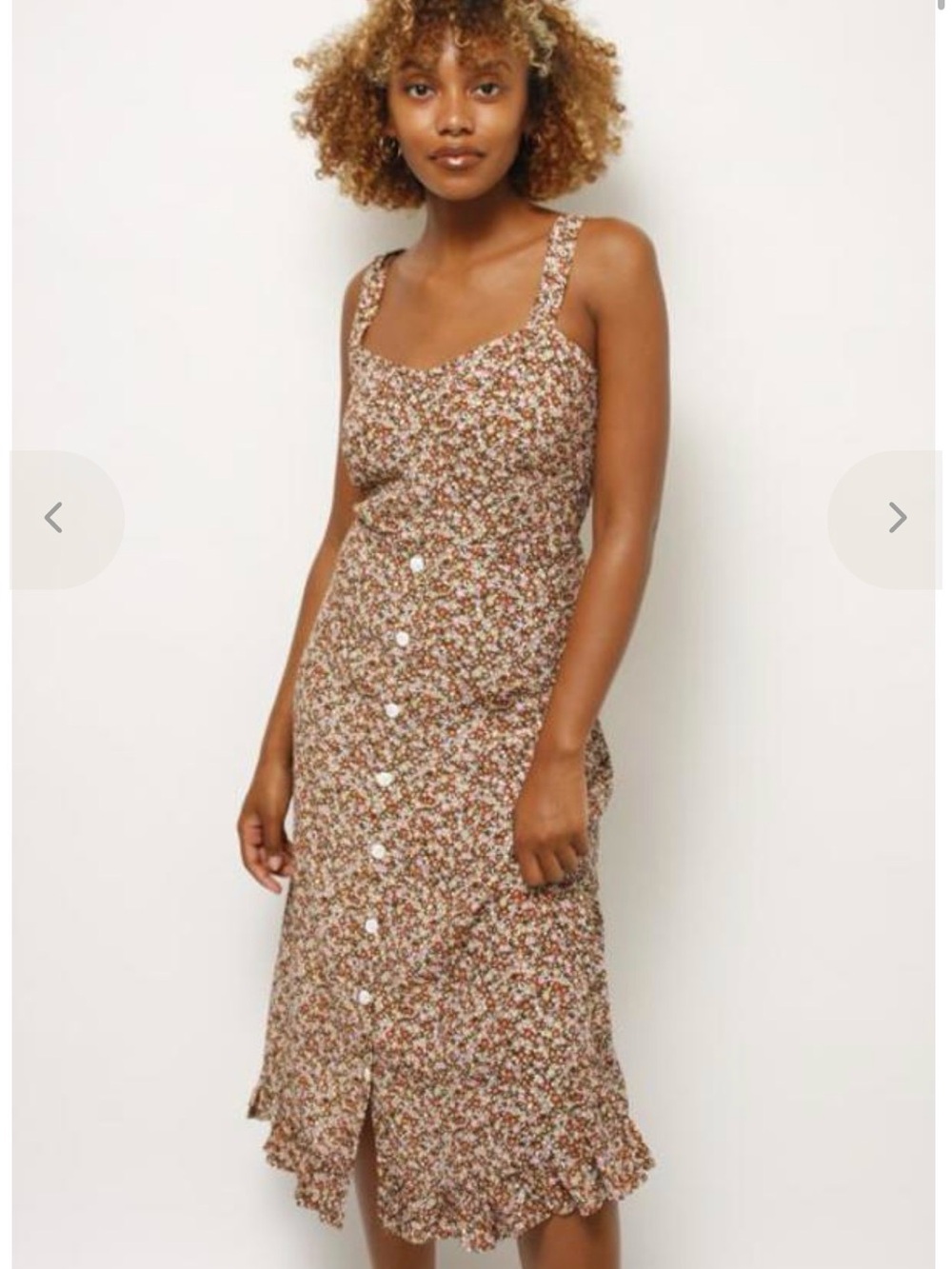 Faithfull the Brand Brown Floral Button Midi Dress - Picture 2 of 5